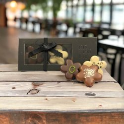 3 stk. marcipanblomster i gaveske