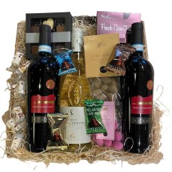 Gavekurv med 3 flasker Italienske vine rd og hvid