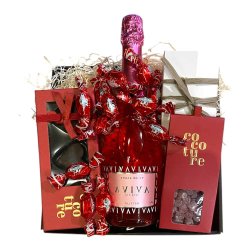 Glimmer gavekurv med mousserende vin og chokolade