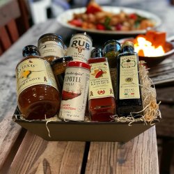 Gavekurv med eksklusive delikatesser - Perfekt grill-gave