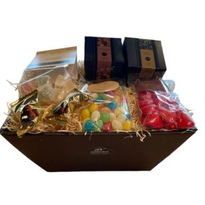 Gavekurv chokoladehjerter og lakrids