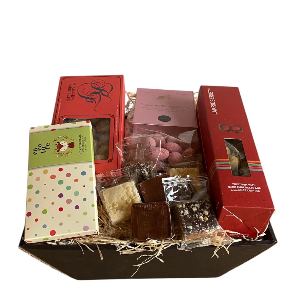 Gavekurv med karameller og chokolade - s�de fristelser