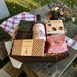 Tillykke� Gavekurv �Ros�, Luksus-chokolade &amp; Gourmetlakrids