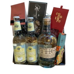 Gin gavekurv med Thorn gin, Thy tonic og lkkerier
