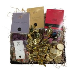 Julekurv med guldkarameller og lakridskonfekt