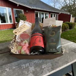 Sig TAK - gavekurv med s�de l�kkerier og vin