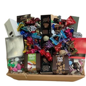 Gavekurv - stor dele gave med chokolade, ndder og slik-Perfekt firmagave
