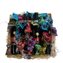 Gavekurv med 4 Italienske vin og chokolade trfler