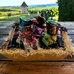 Gavekurv med 4 Italienske vin og chokolade trfler
