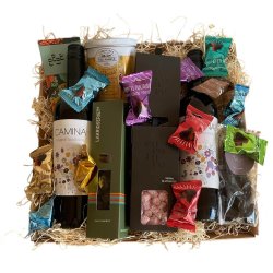 Stor Gavekurv med 2 Flasker Rdvin, Chokolade, kaffe, lakrids