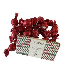  TILLYKKE Gavepakke � R�dt Tema med Chokoladekugler &amp; Cocoture