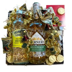 Warners gin gavekurv med konfekt og chokolade