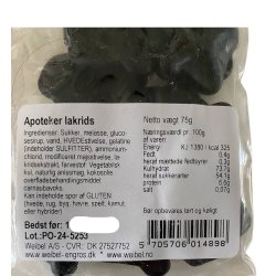 Lakrids: Weibel apoteker s�d salt lakrids 95g