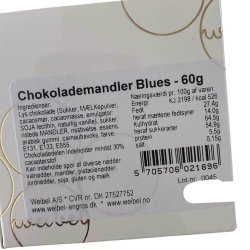  Chokolademandler: Weibel blues i lille hvid �ske 60g