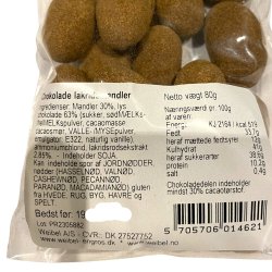 Chokoladelakrids mandler i fladpose