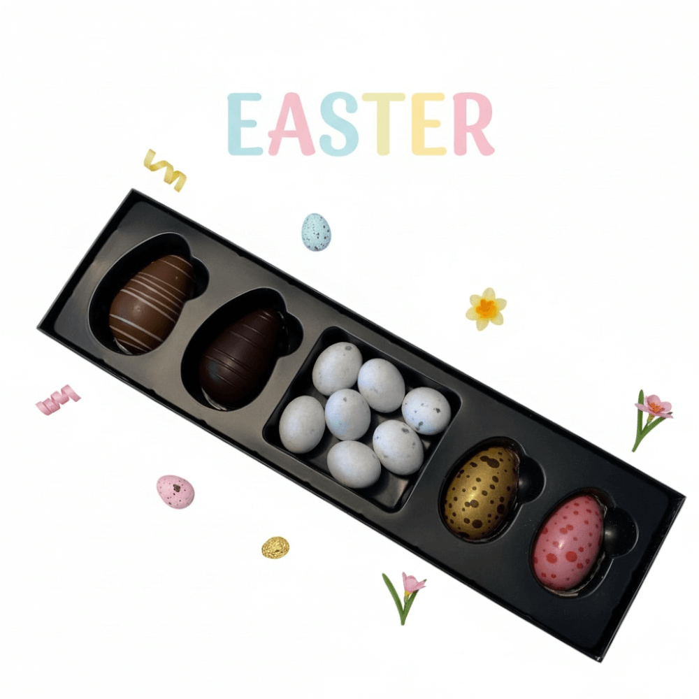 P�ske�ske med chokolade�g og drage��g