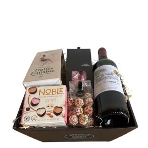 Gavekurv: Fransk Les Sonnailles og Belgiske Noble chokoladehjerter