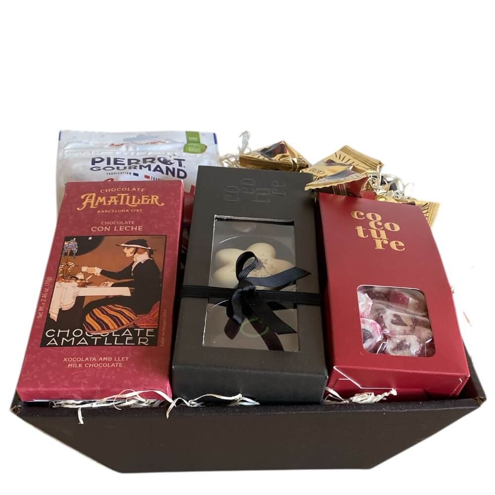 Gavekurv med chokoladeblomster - den perfekte sde gave