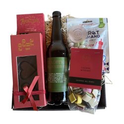 Gavekurv med l, Chokoladehjerter og Lakridskonfekt  Den Perfekte Forklelsesgave