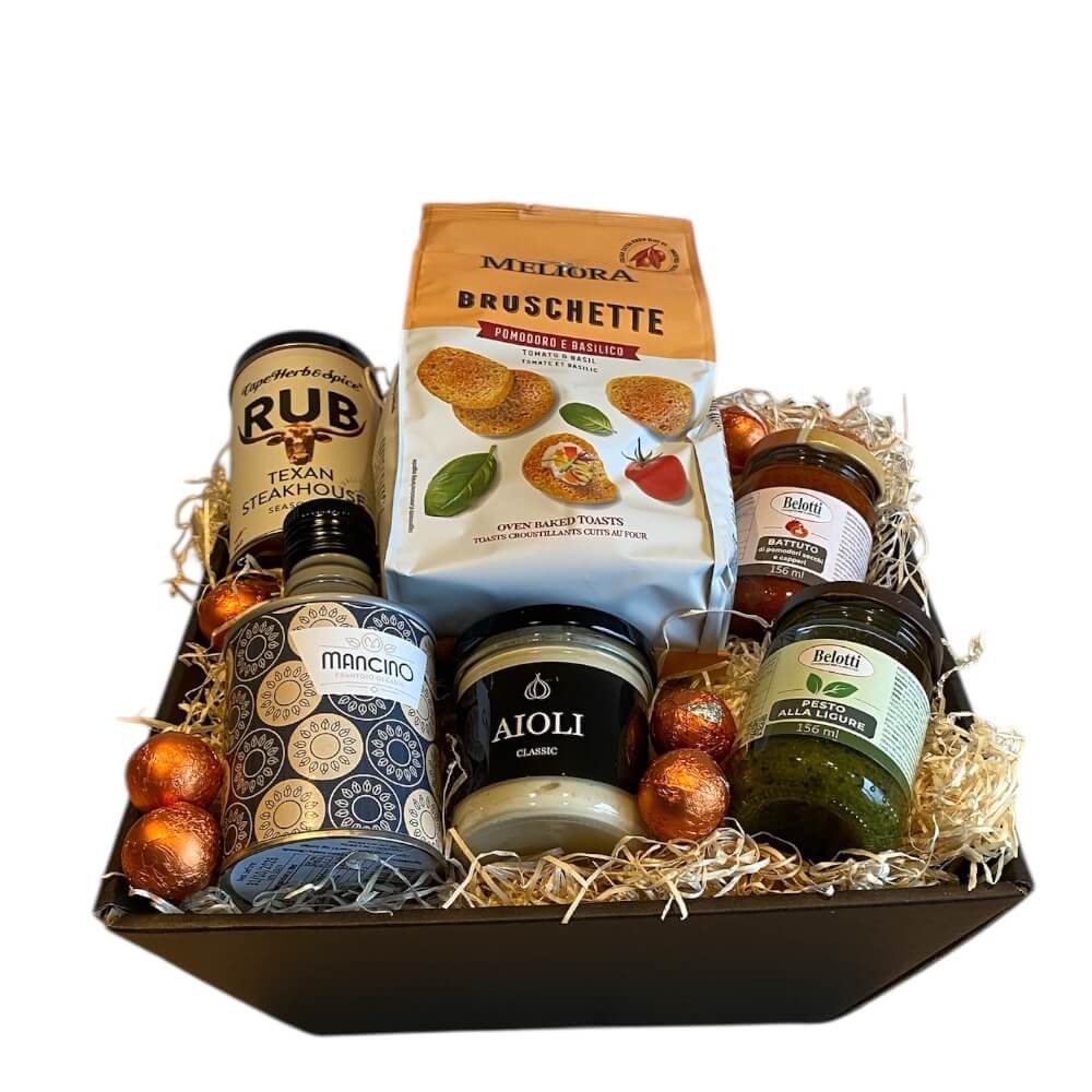 Gavekurv fyldt med lkre delikatesser