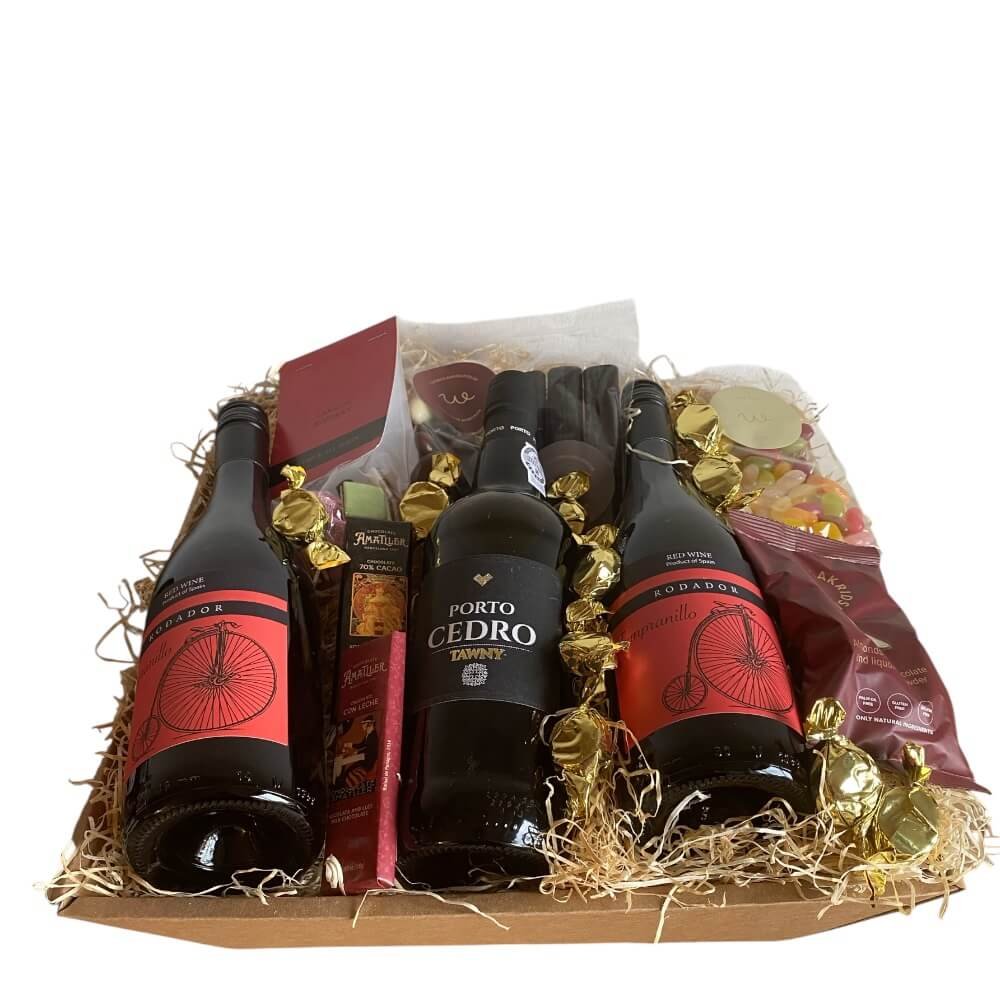 Luksus Gavekurv med Rodador R�dvin, Portvin &amp; Delikatesser