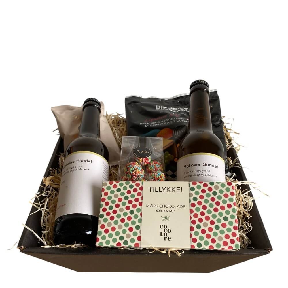  Gavekurv med Sol over sundet �l, Cocoture chokolade og Lakrids