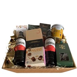 Stor Gavekurv med Tjekkiske Premium �l, Kaffe &amp; Belgisk Chokolade