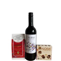  Gavepakke: Elegant guldbund med Camina r�dvin og Noble chokolade