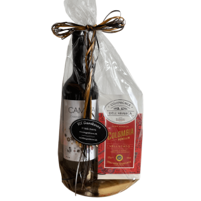  Gavepakke: Elegant guldbund med Camina r�dvin og Noble chokolade