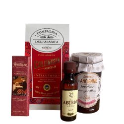 Gavepakke: Gylden bund med Columbia kaffe og mini abuelo rom