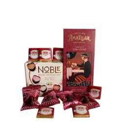 Gavepakke: Guldbund med Amatller og Noble chokoladehjerter