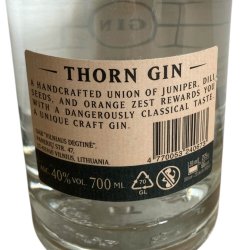 Gin: Thorn gin handcrafted craft gin 40% 70cl
