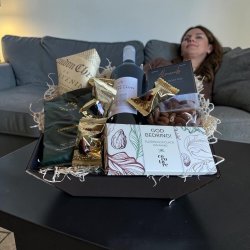 God bedring gavekurv med Fransk vin og chokolade