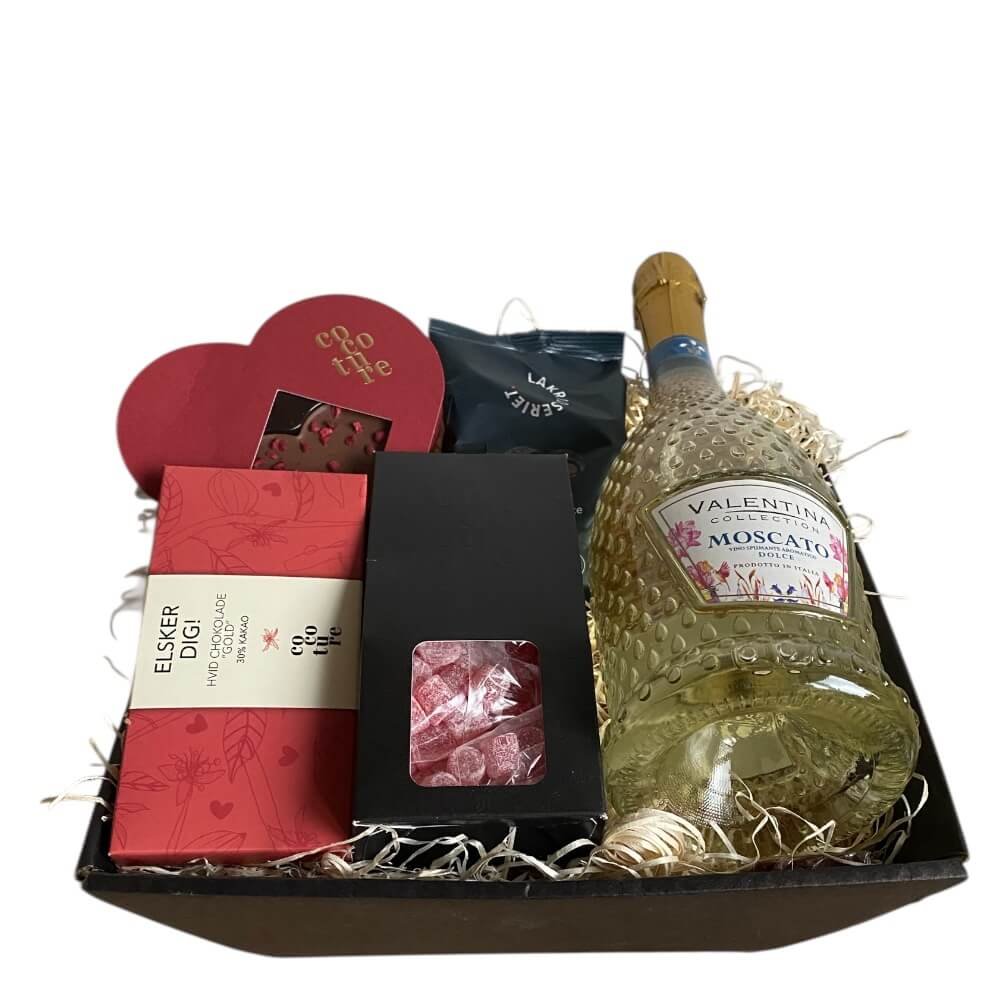 Gavekurv med Asti, Cocoture chokolade &amp; l�kre vingummier