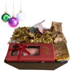 Jule gavekurv med marcipangris og slik - Julestemning kurv