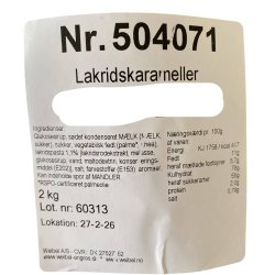  Karameller: Bl�de enkeltvis indpakkede lakridskarameller 250g