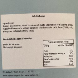 Lakrids: Weibel bl�de lakridsfudge 134g