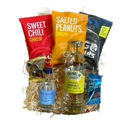 Lille gin kit gavekurv med nddesnacks