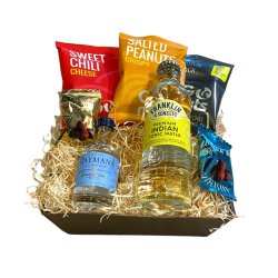 Lille gin kit gavekurv med nddesnacks