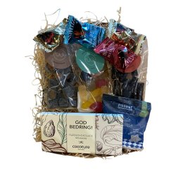 Lille god bedring gavekurv med chokolade og slik