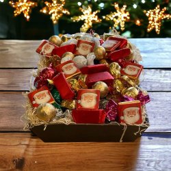 Lille jule gavekurv med flowpakket julechokolade