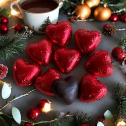 Chokoladehjerter m�rk by PR Chokolade- 225g.