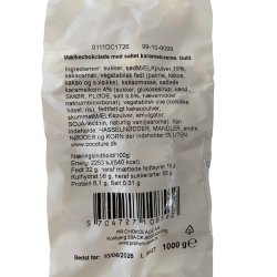 Sm� chokolade p�ske�g i guldpapir med karamelcreme - 250g.