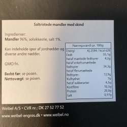 Weibel Saltristede Mandler - 100g.