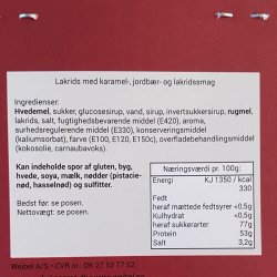 Karamel: Weibel soft bites lakrids og karamel 130g.
