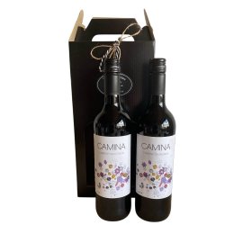 Vingave: Elegant sort vin�ske med 2 flasker Camina Cabernet