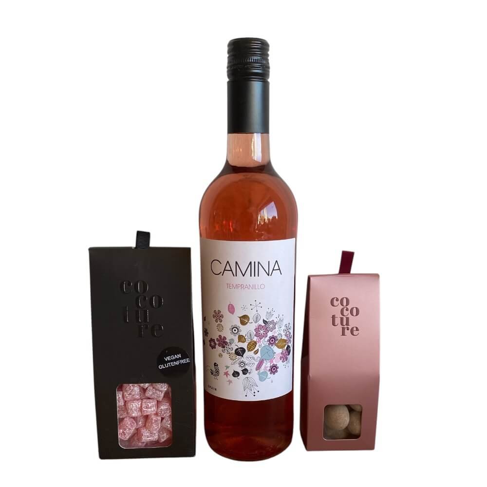 Vingave med rosevin, chokolade og vingummi